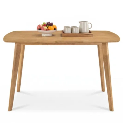 Costway 47" Solid Wood Dining Table For 4 People With Rounded Edges-natural