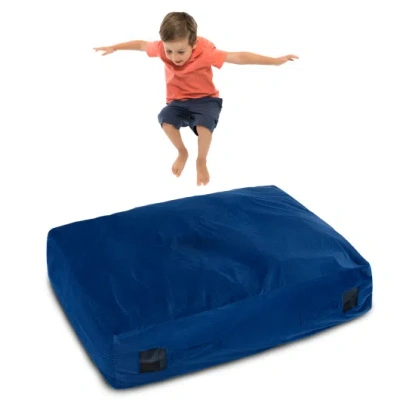Costway 47 X 35.5 Inch Crash Pad Sensory Mat With Foam Blocks And Washable Cover-blue