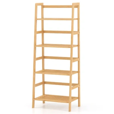 Costway 47.5 Inch 4-tier Multifunctional Bamboo Bookcase Storage Stand Rack