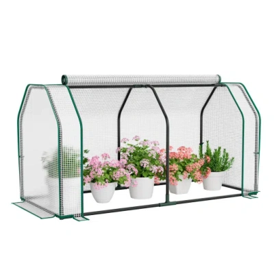 Costway 47.5 X 21.5 X 24 Inch Mini Greenhouse With Roll-up Zipper Door