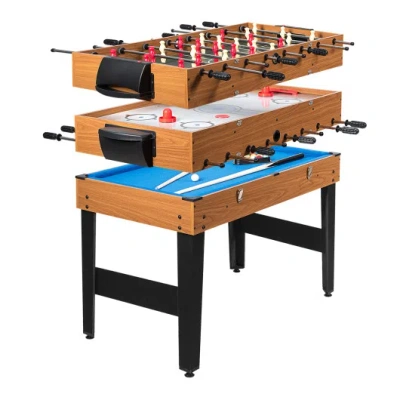 Costway 48 Inch 3-in-1 Multi Combo Game Table With Soccer For Game Rooms In Brown