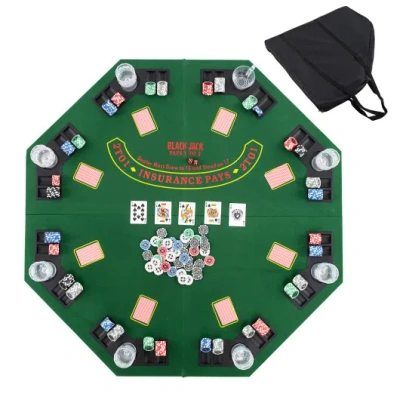 Costway 48 Inch 8-player Foldable Poker Table Top With Carrying Bag And Cup Holders-green