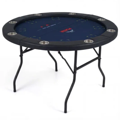 Costway 48 Inch Foldable Poker Table With 8 Cup Holders And Padded Edges-blue In Black