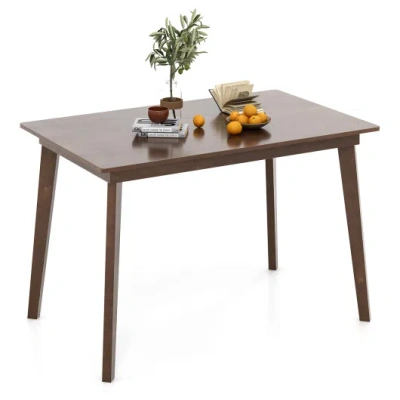 Costway 48 Inch Wooden Dining Table With Rubber Wood Legs For 4 People-brown