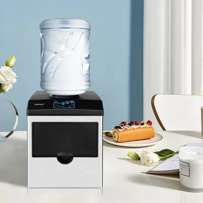 Costway 48 Lb. Daily Production Clear Ice Portable Ice Maker In Silver;black