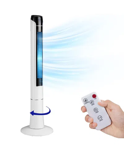 Costway 48'' Portable 80a Oscillating Bladeless Tower Fan With Remote & Led Control In White