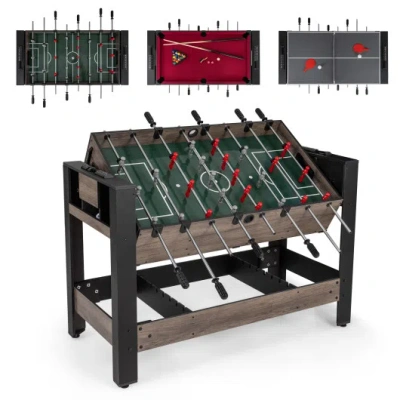 Costway 49 Inch Combo Game Table With Pool Billiards-brown In Black