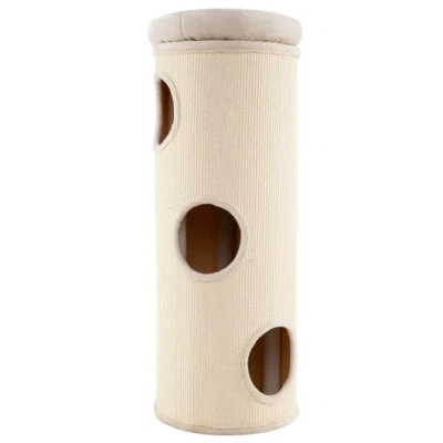Costway 49 Inch Elevated Cat Cave 4-story Cat House For Multiple Cats-beige In Pink