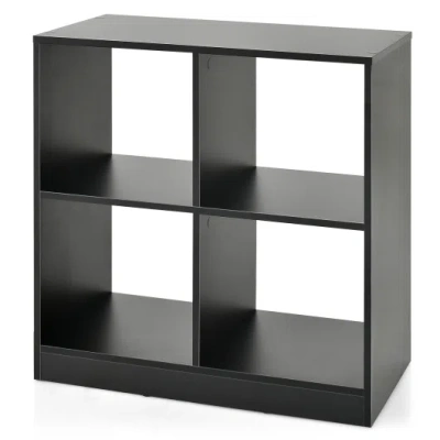 Costway 4-cube Kids Bookcase With Open Shelves-black In Animal Print