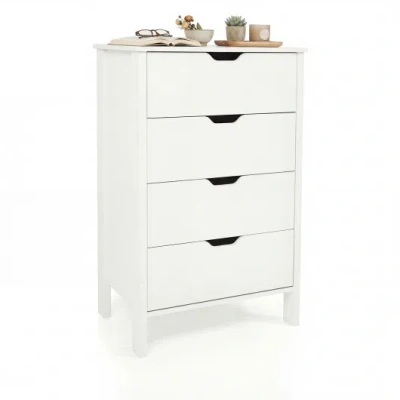 Costway 4-drawer Dresser Wooden Nightstand With Anti-tipping Kits-white