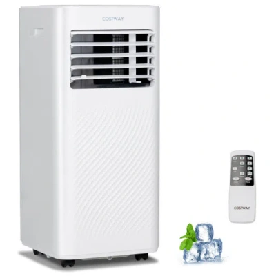 Costway 4-in-1 8000 Btu Air Conditioner With Cool Fan Dehumidifier And Sleep Mode-white