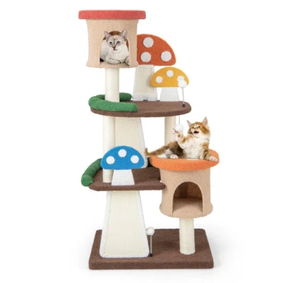 Costway 4-in-1 Cat Tree With 2 Condos And Platforms For Indoors-multicolor