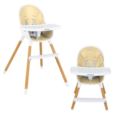 Costway 4-in-1 Convertible Baby High Chair Infant Feeding Chair With Adjustable Tray-beige In Brown
