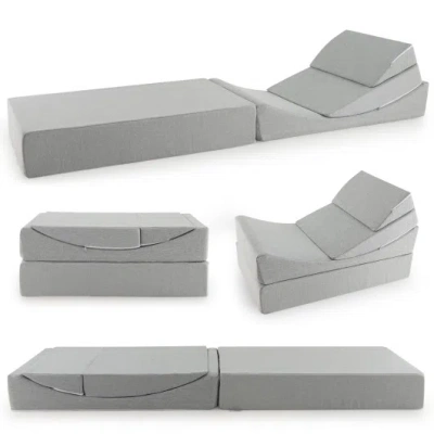 Costway 4-in-1 Convertible Folding Sofa Bed With High-density Foam-gray