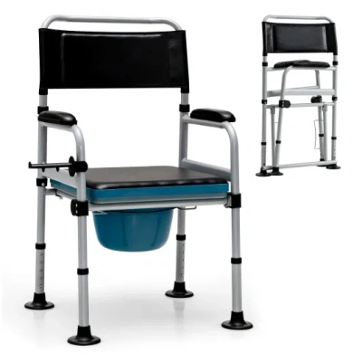 Costway 4-in-1 Folding Bedside Commode Chair With Detachable Bucket And Towel Holder In Multi