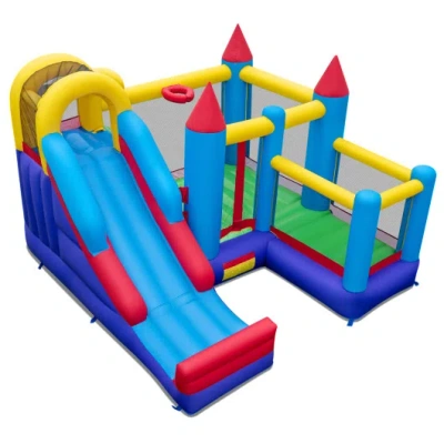 Costway 4-in-1 Inflatable Bounce Castle Without Blower In Blue