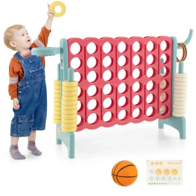 Costway 4-in-a-row Connect Game With Basketball Hoop And Toss Ring-blue In Multi