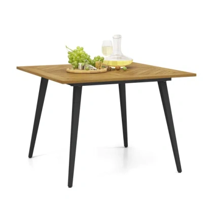 Costway 4-person Acacia Wood Outdoor Dining Table For Garden, Poolside And Backyard In Brown