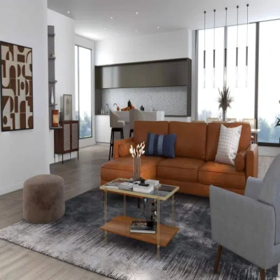 Costway 4-piece Home Furniture Set With 2 Swivel Bar Stools, Kitchen Sideboard, Sectional Sofa & Glass Coffe In Multi