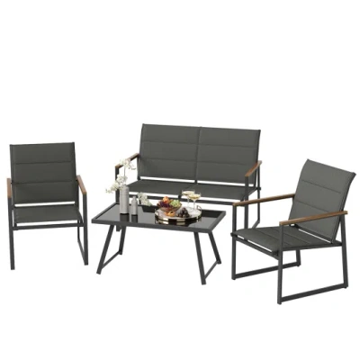 Costway 4-piece Outdoor Conversation Patio Furniture Set-gray