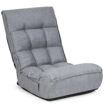 Costway 4-position Adjustable Floor Chair Folding Lazy Sofa-gray In Multi