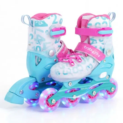 Costway 4-size Adjustable Kids Inline Skates For Beginners Ages 5-7-blue And Pink