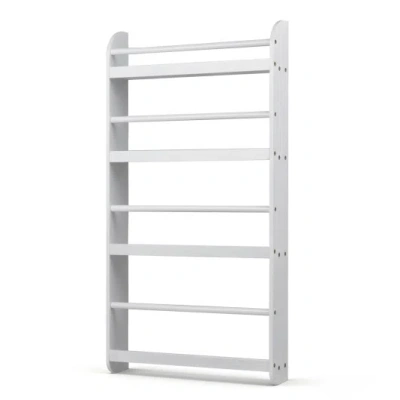 Costway 4-tier Bookshelf Organizer For Toys And Books With Basswood Crossbar-white