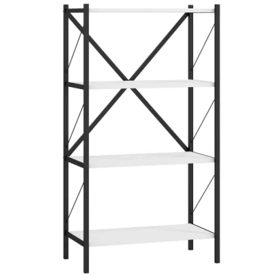 Costway 4-tier Bookshelf With Heavy-duty Metal Frame-white In Blue
