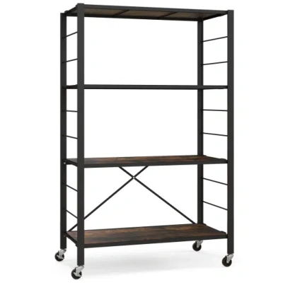 Costway 4-tier Foldable Storage Shelf For Tool Room Kitchen Living Room-black