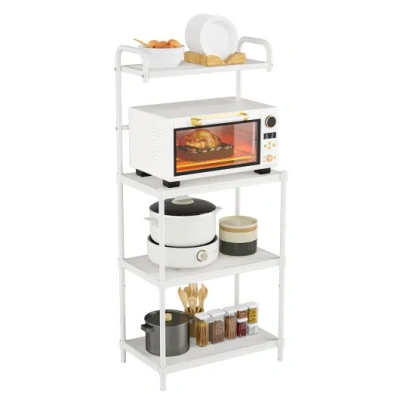 Costway 4-tier Kitchen Storage Baker Microwave Oven Rack Shelves-white