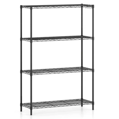 Costway 4-tier Metal Storage Shelving Unit With V-shaped Wire Rack And 1000 Lbs Capacity-black