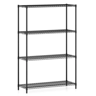 Costway 4-tier Metal Storage Shelving Unit With V-shaped Wire Rack-black