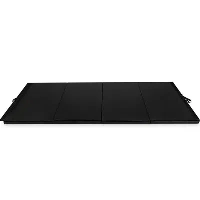 Costway 4'x10'x2" Folding Gymnastics Gym Mats Blue Stretching Yoga Blue In Black
