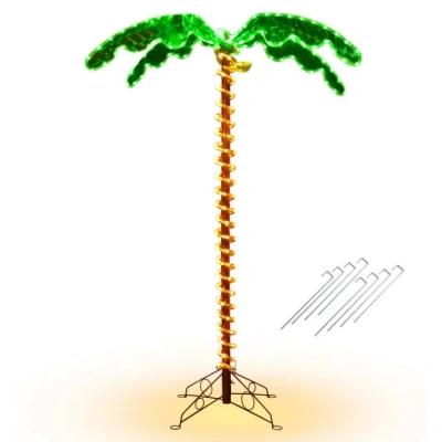 Costway 5 Feet Led Pre-lit Palm Tree Decor With Light Rope In Multi