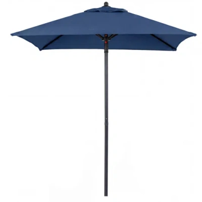Costway 5 Feet Patio Square Market Table Umbrella Shelter With 4 Sturdy Ribs-navy In Blue