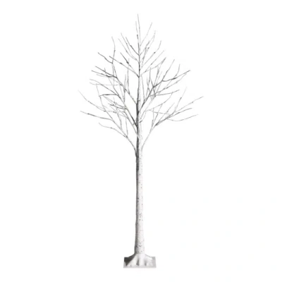 Costway 5 Feet Pre-lit White Twig Birch Tree With 72 Led Lights For Christmas In Gray