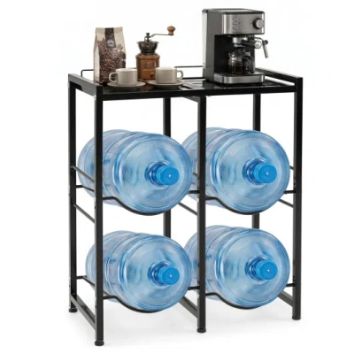 Costway 5 Gallon Water Jug Holder For 4 Bottles-black