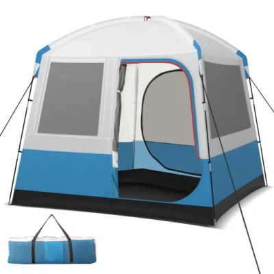Costway 5 Person Camping Tent With Mesh Windows And Carrying Bag For Camping Hiking Traveling-white In Multi