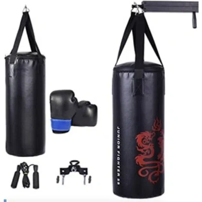 Costway 5 Pieces 40lbs Filled Punching Boxing Set With Jump Rope And Gloves In Black