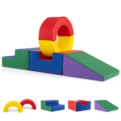 Costway 5 Pieces Kids Climbing Toys With Pu Leather Cover-multicolor