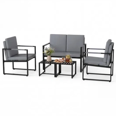 Costway 5 Pieces Living Room Set With 2 Accent Chairs And 2 Coffee Tables-gray