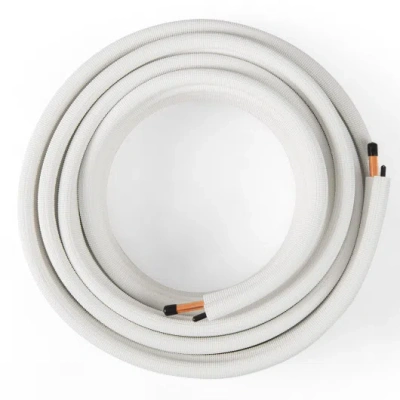 Costway 50 Feet Mini Split Line Set With 1/4 Inch And 1/2 Inch O.d. Copper Pipes Tubing In White