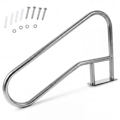Costway 50 X 30 Inch Pool Handrail With Mount Base Plate For Water Parks-silver