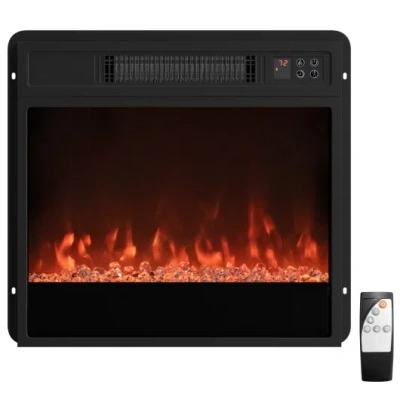 Costway 5000 Btu 18-inch Electric Fireplace Insert With Remote Control And Brightness-black