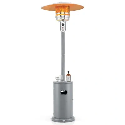 Costway 50,000 Btu Patio Heater With Wheels Round Table Design & Stainless Steel Burner In Gray