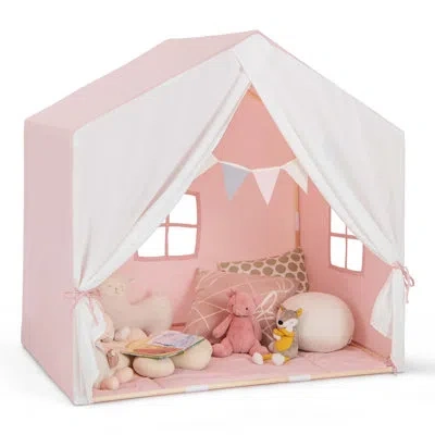 Costway 52'' W X 36'' D Indoor / Outdoor Polyester Pop-up Play Tent In Pink,white