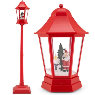 Costway 5.3 Feet Musical Christmas Street Lamp With Blowing Snow And Led Lights-red