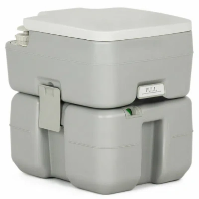 Costway 5.3 Gallon Portable Travel Toilet With Piston Pump Flush In Gray