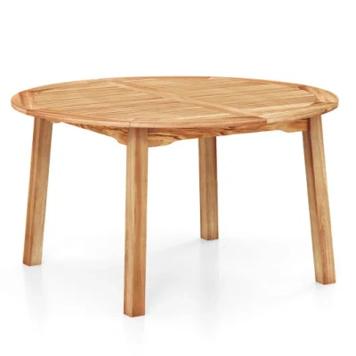 Costway 53 Inch Outdoor Acacia Wood Dining Table For 4-6 People In Animal Print