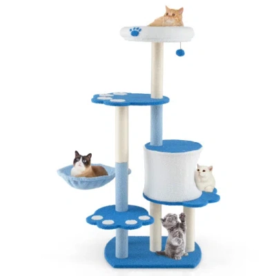 Costway 54 Inches Tall Modern Cat Tree Tower For Indoor Cats-blue